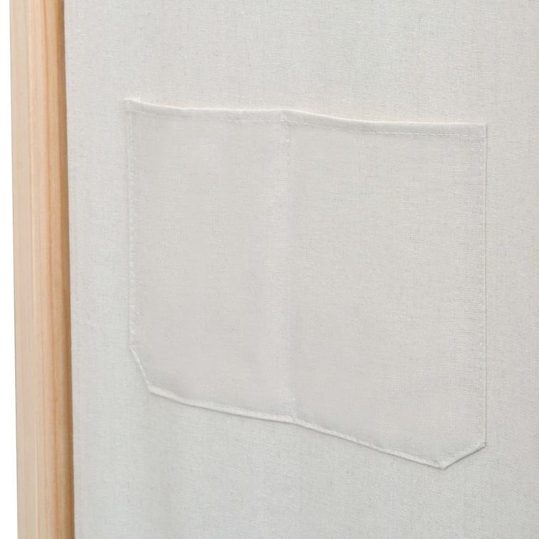 Cloison de séparation 3 panneaux Crème 120x170x4 cm Tissu - Photo n°2