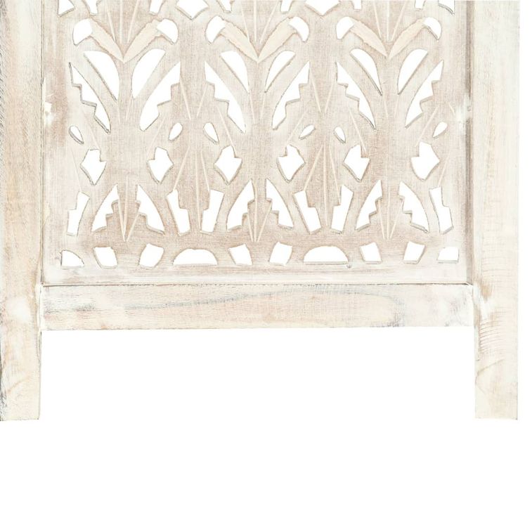 Cloison de séparation 5 panneaux Blanc 200x165 cm Bois manguier 2 - Photo n°4