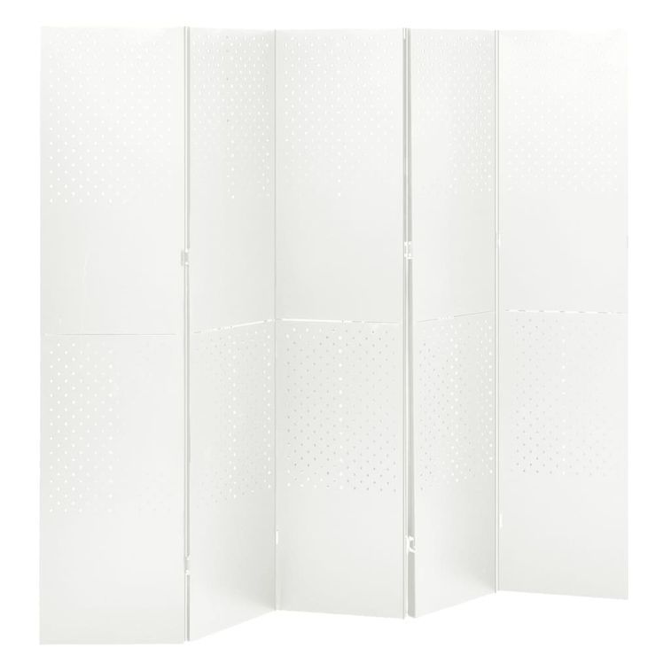 Cloison de séparation 5 panneaux Blanc 200x180 cm Acier - Photo n°1
