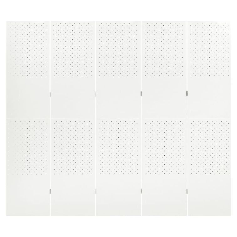 Cloison de séparation 5 panneaux Blanc 200x180 cm Acier - Photo n°2