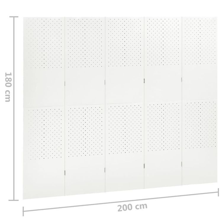 Cloison de séparation 5 panneaux Blanc 200x180 cm Acier - Photo n°6