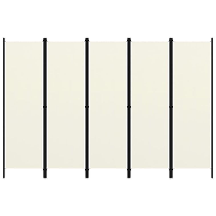 Cloison de séparation 5 panneaux Blanc crème 250x180 cm - Photo n°1