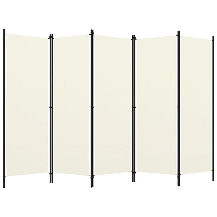 Cloison de séparation 5 panneaux Blanc crème 250x180 cm - Photo n°2