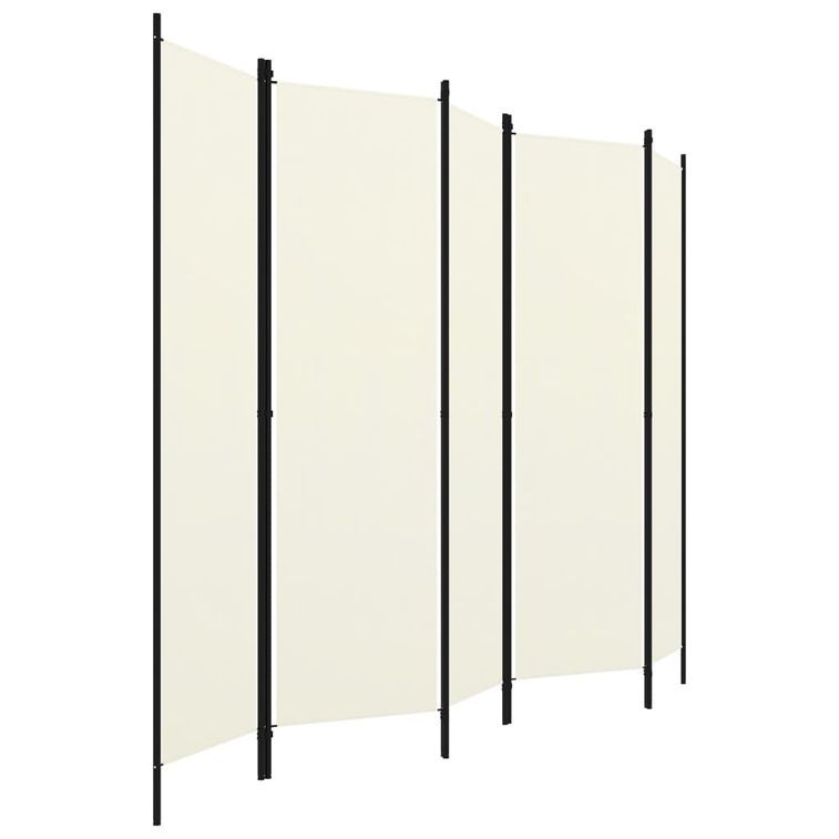Cloison de séparation 5 panneaux Blanc crème 250x180 cm - Photo n°3
