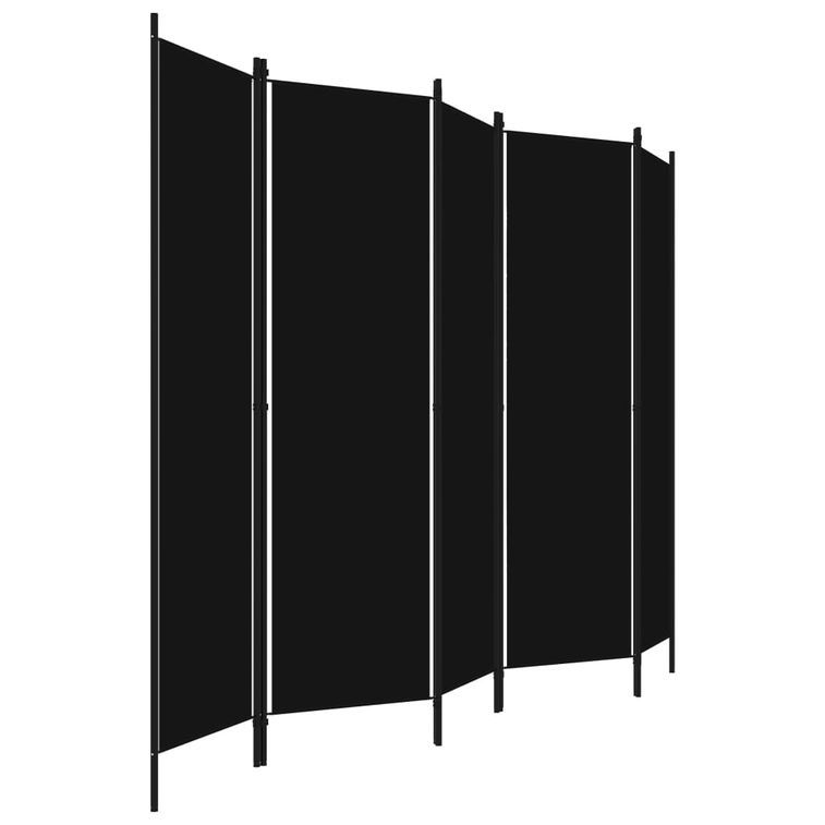 Cloison de séparation 5 panneaux Noir 250x180 cm - Photo n°3