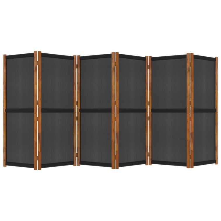Cloison de séparation 6 panneaux Noir 420x180 cm - Photo n°5