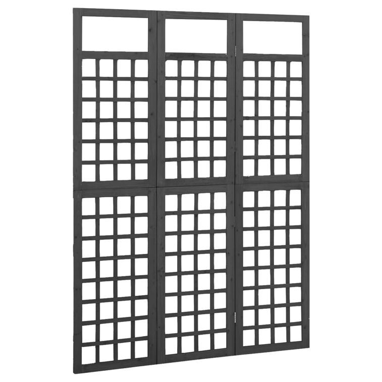 Cloison de séparation à 3 panneaux Bois de pin Noir 121x180 cm - Photo n°2