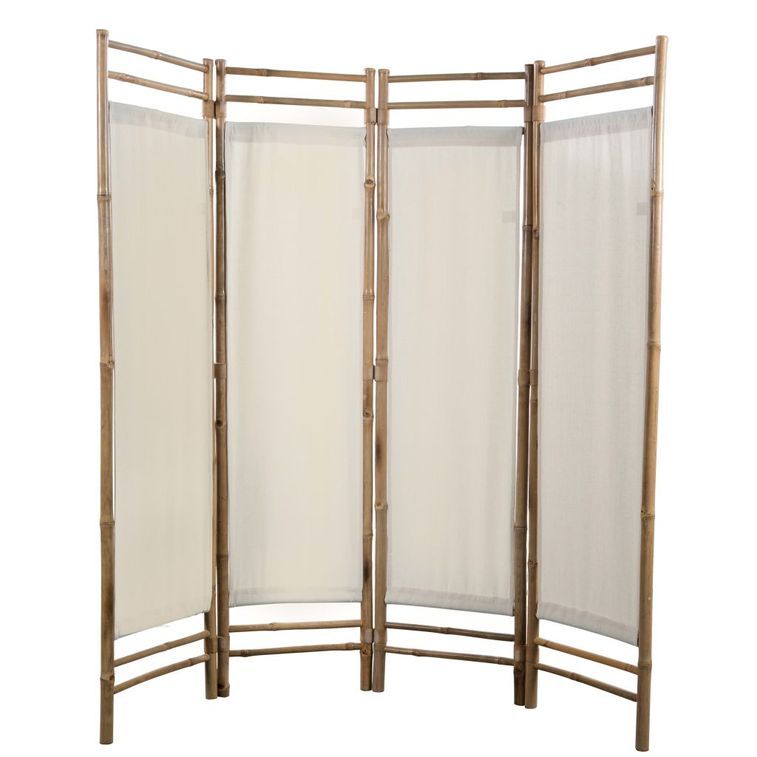 Cloison de séparation pliable 4 panneaux Bambou et toile 160 cm - Photo n°2