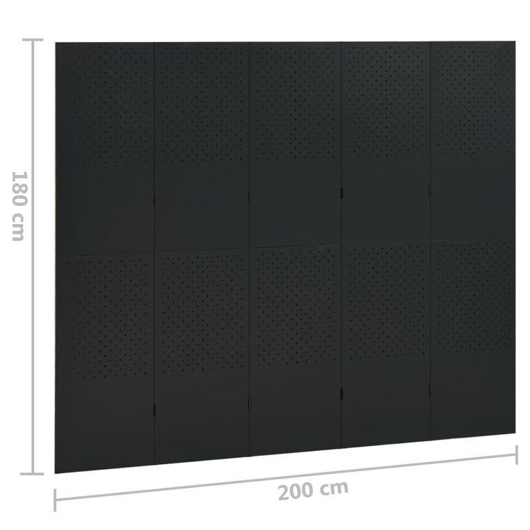 Cloisons de séparation 5 panneaux 2 pcs Noir 200x180 cm Acier - Photo n°6