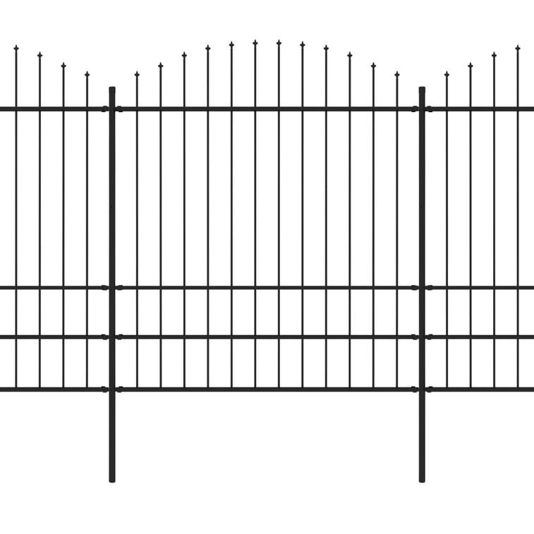 Clôture de jardin à dessus en lance Acier (1,75-2)x15,3 m Noir - Photo n°2