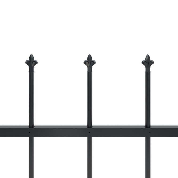 Clôture de jardin avec dessus en lance Acier 11,9 x 0,6 m Noir - Photo n°4