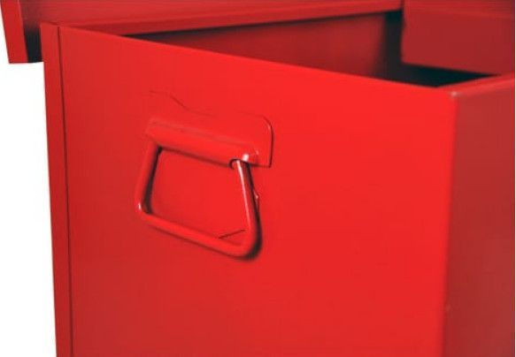 Malle de rangement avec plateau amovible métal rouge Bricodis