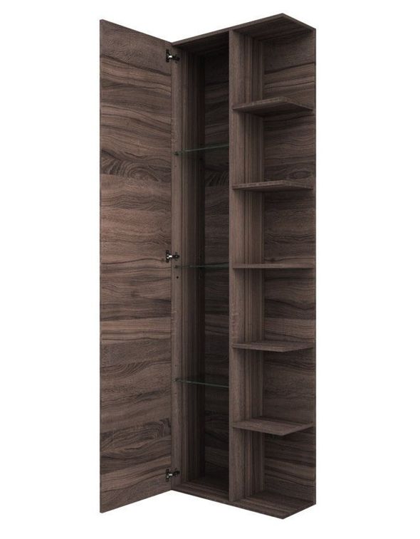 Colonne de salle de bain 1 porte 6 étagères bois foncé Teph L 47 cm - Photo n°2