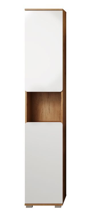 Colonne salle de bain blanc brillant et chêne artisanal Klara 37 cm - Photo n°1