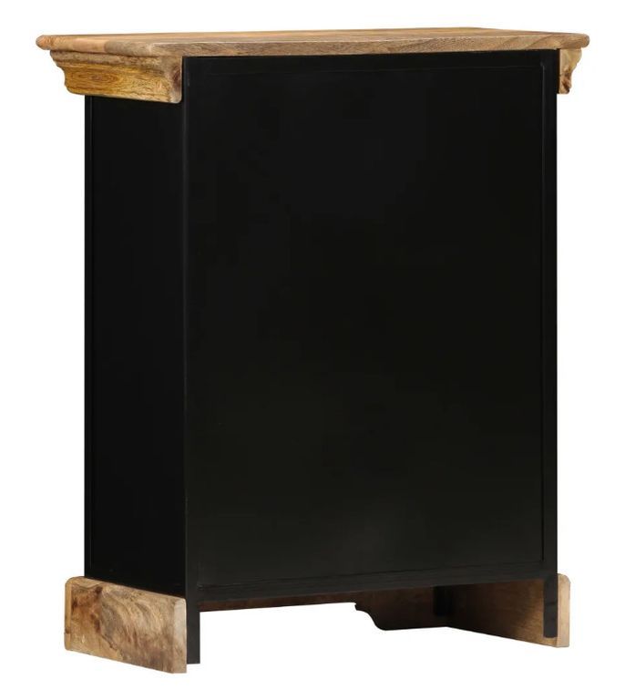 Commode 1 porte 3 tiroirs manguier massif clair et métal noir Illico - Photo n°5
