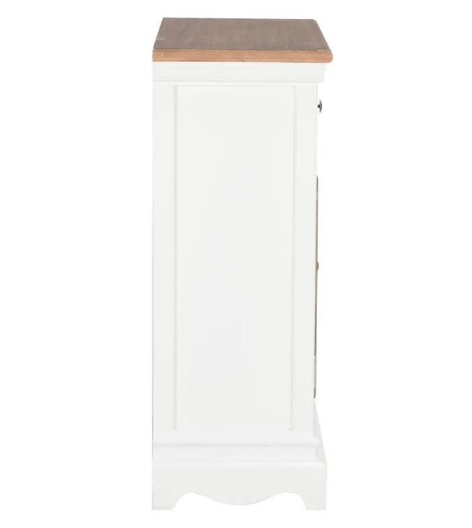 Commode 2 portes 2 tiroirs bois massif blanc et foncé Value - Photo n°5