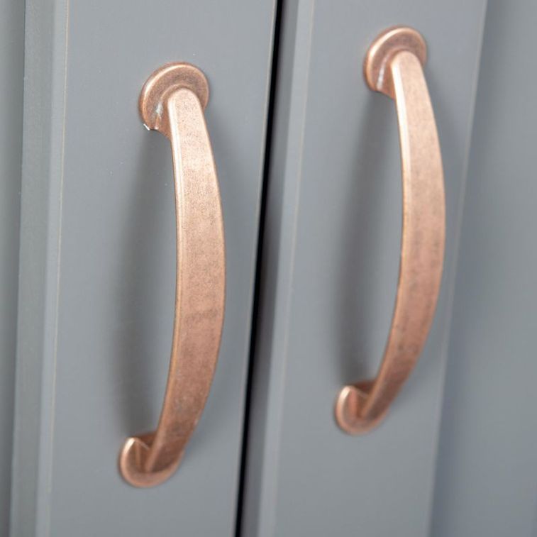Commode 2 portes 2 tiroirs pin massif foncé et gris Luza - Photo n°4