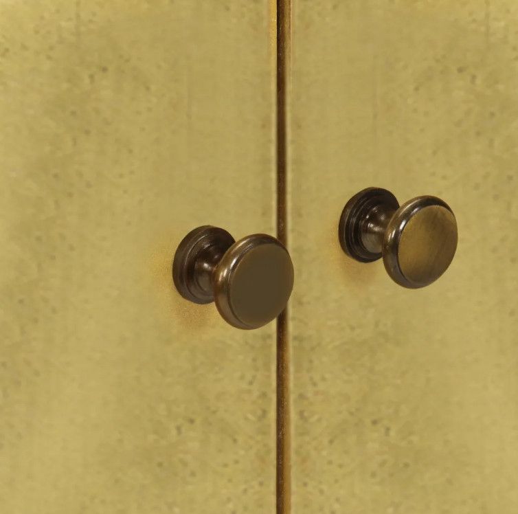 Commode 2 portes manguier massif clair et métal doré Sky - Photo n°5