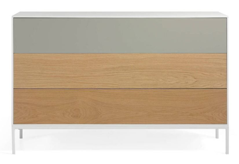Commode 3 tiroirs bois plaqué chêne et pieds métal Sandry - Photo n°3