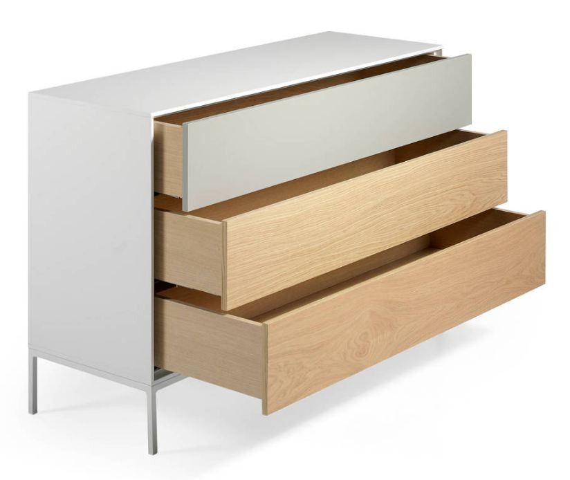 Commode 3 tiroirs bois plaqué chêne et pieds métal Sandry - Photo n°5