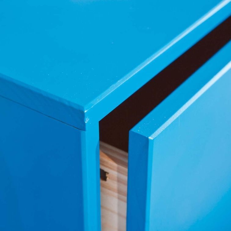 Commode 3 tiroirs pin massif bleu York - Photo n°4