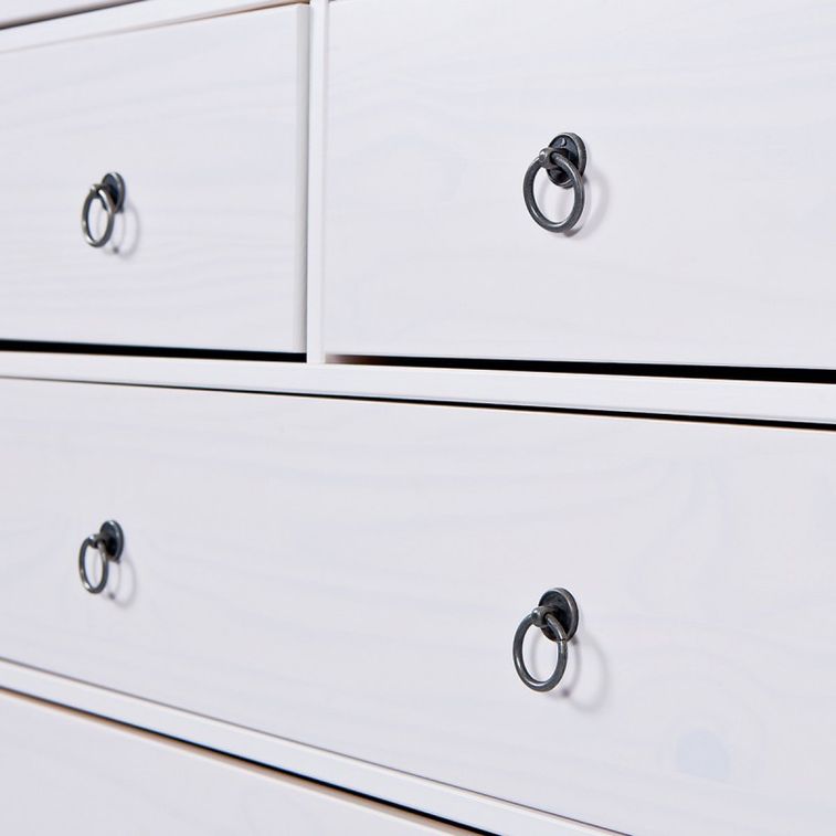 Commode 7 tiroirs pin massif blanc Prince 90 cm - Photo n°7