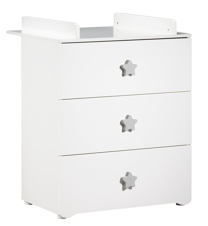 Commode à langer 3 tiroirs bois laqué blanc et gris Basic - Photo n°1