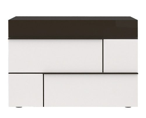Commode 3 tiroirs 3 laqués blanc et gris foncé Kido 120 cm - Photo n°1