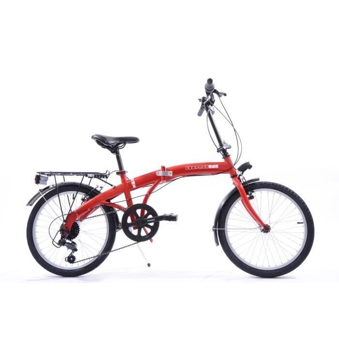 COMPACT vélo pliant rouge cadre en acier 6 vitesses - Photo n°1