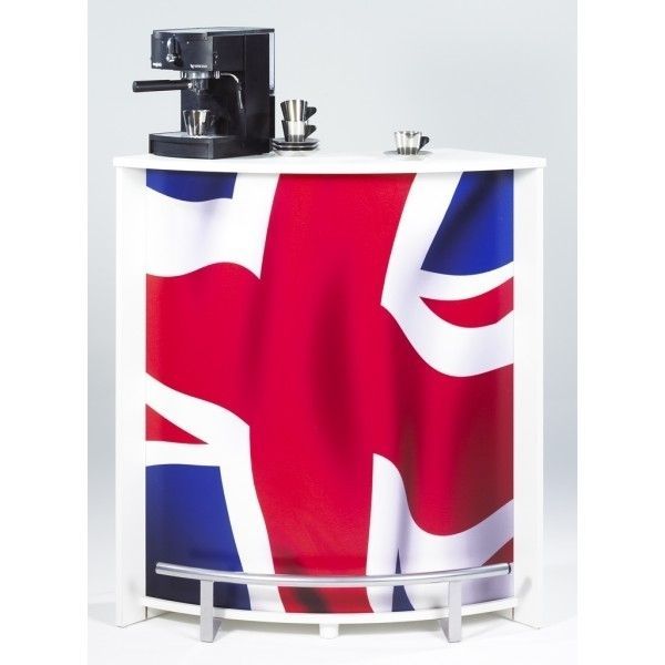Comptoir de bar blanc et imprimé drapeau Anglais Snack 96 - Photo n°1