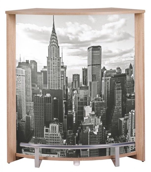 Comptoir de bar bois clair et imprimé New York Snack 96 cm - Photo n°1