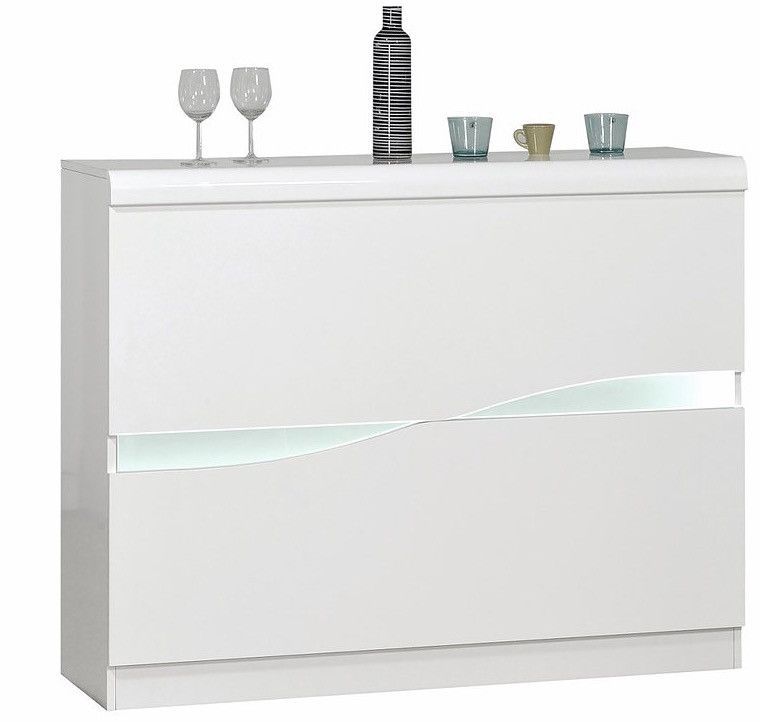 Comptoir de bar éclairage à Led bois laqué blanc Minio - Photo n°5