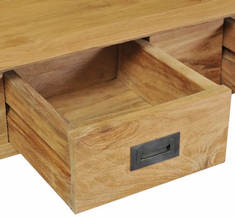 Console 2 tiroirs teck massif clair Kreff - Photo n°4