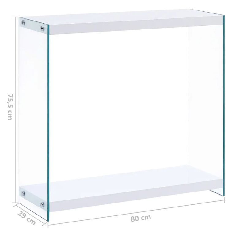 Console bois blanc brillant et verre trempé transparent Cubi - Photo n°5