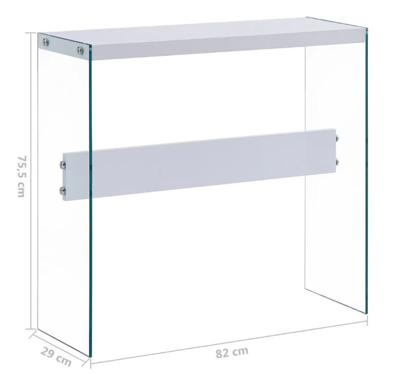 Console bois blanc brillant et verre trempé transparent Cubi L 82 - Photo n°5