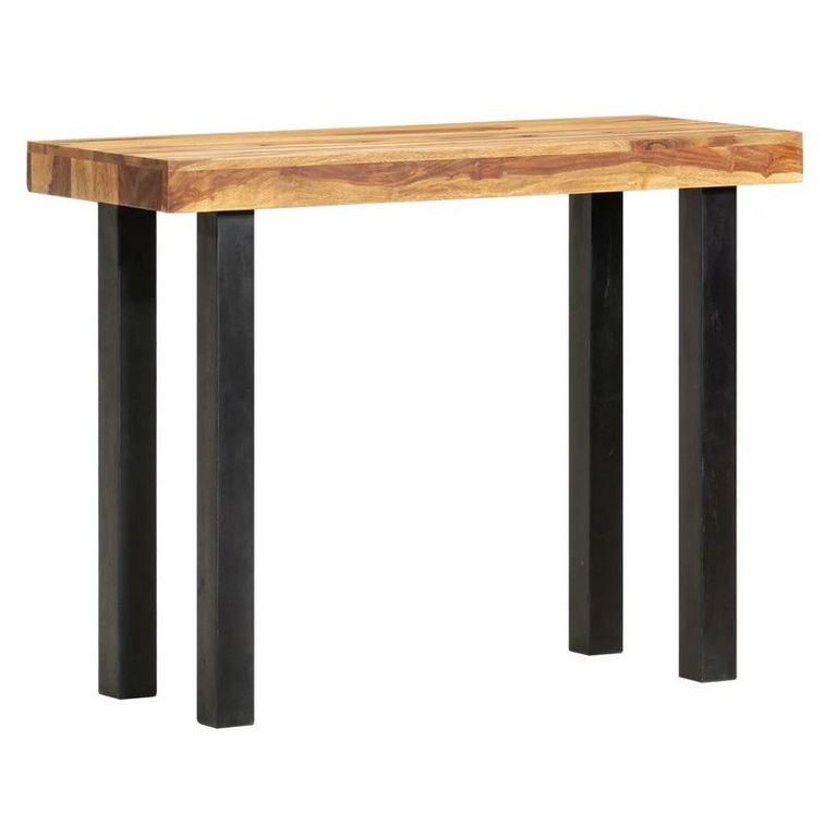 Table console pliable Valanty L75,5cm Bois clair et Métal Noir