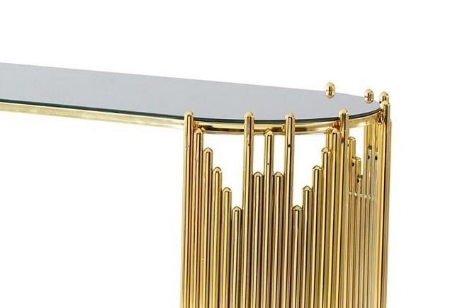 Console design métal doré avec plateau en verre Stoner 120 cm - Photo n°2