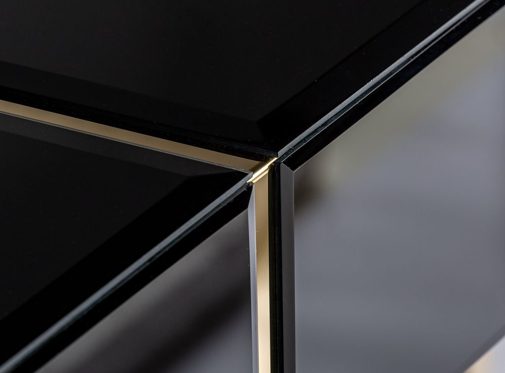 Console design verre teinté noir et métal doré Tery 120 cm - Photo n°3