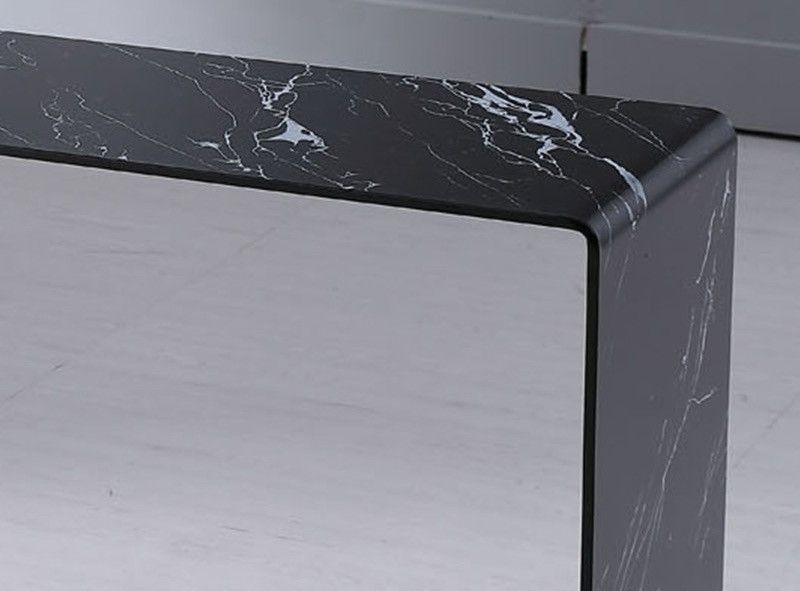 Console design verre effet marbre noir Showa 110 cm - Photo n°2
