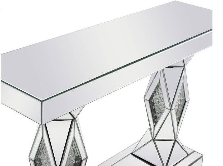 Table console Emma moderne en verre argent par Brassex Table console Emma moderne en verre argent par Brassex