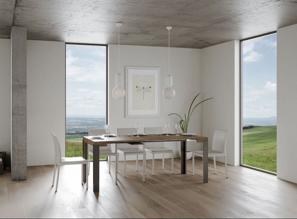 Console extensible bois foncé et pieds métal anthracite 14 personnes 40 à 300 cm Liva - Photo n°2