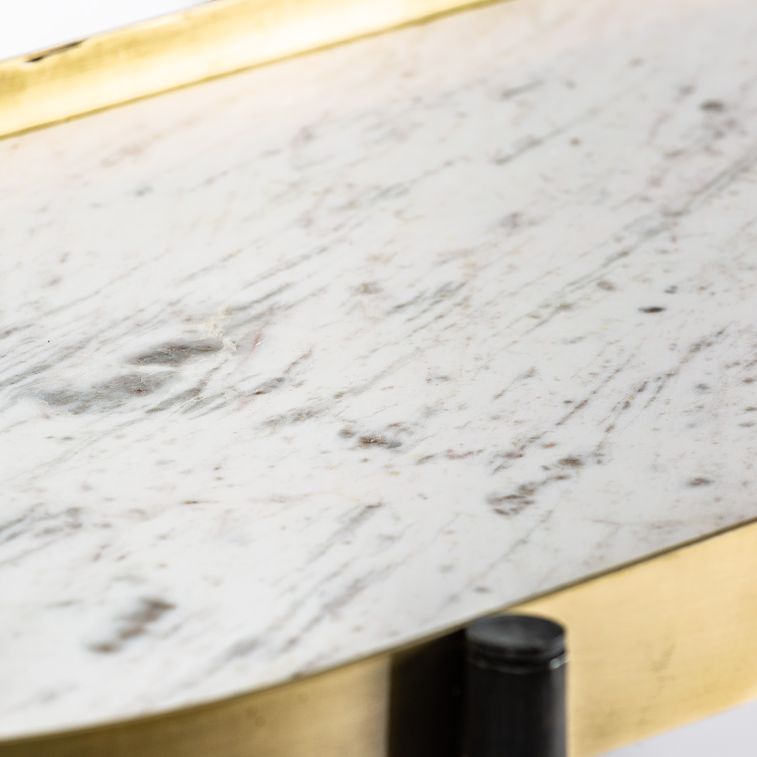 Console art déco acier doré et marbre blanc Mensa 137 cm - Photo n°4