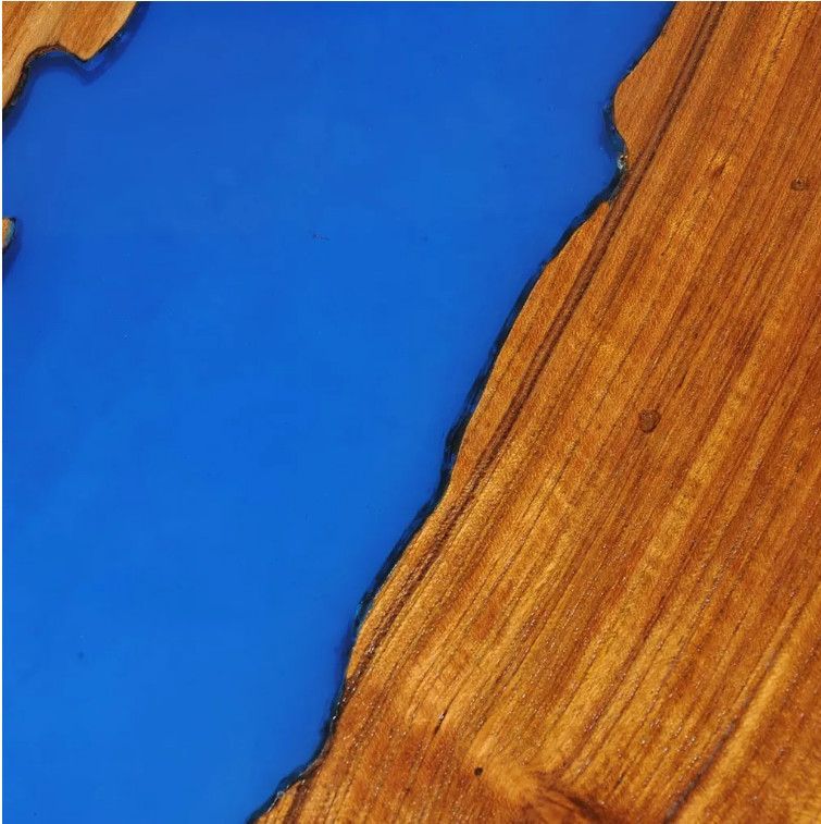 Console teck massif foncé et résine bleu Tamie - Photo n°2