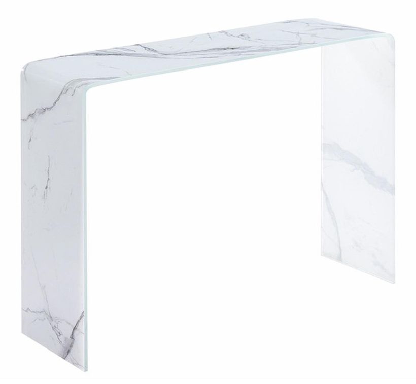 Console verre trempé effet marbre blanc Belar L 100 cm - Photo n°1