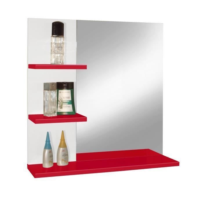 CORAIL Meuble miroir de salle de bain L 60 cm - Rouge brillant - Photo n°1