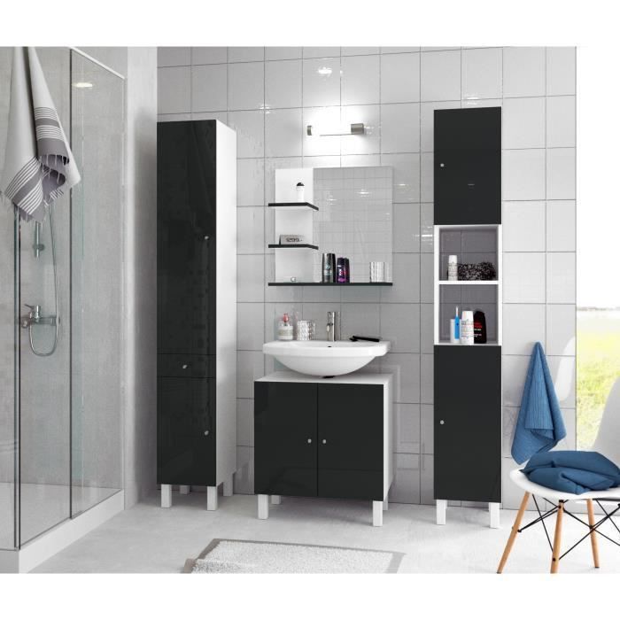 CORAIL Meuble sous-lavabo L 60 cm - Noir laqué - Photo n°2
