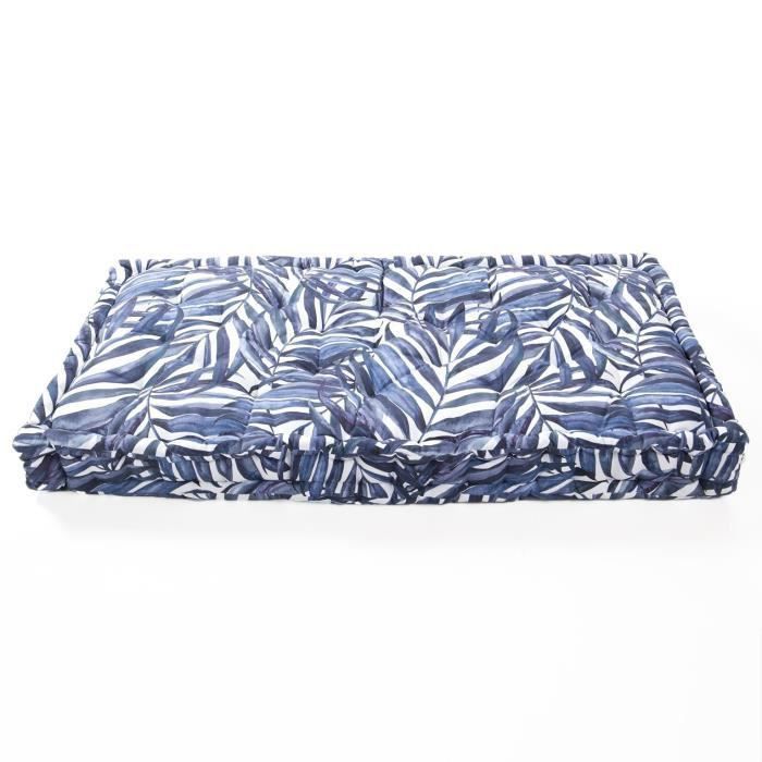 COTTON WOOD Matelas de sol coton imprimé - 60 x 120 x 15 cm - Blue Palm - Photo n°3