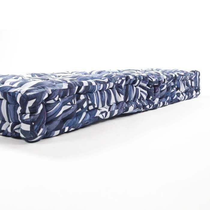 COTTON WOOD Matelas de sol coton imprimé - 60 x 120 x 15 cm - Blue Palm - Photo n°4