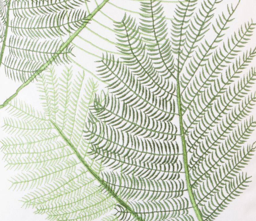 Coussin coton et polyester blanc et vert Flore - Photo n°2
