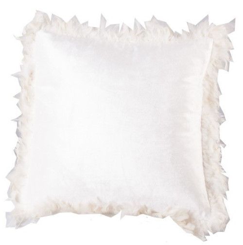 Coussin coton polyester et velours blanc Tania - Photo n°1